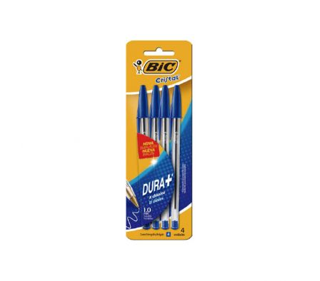 BOLIGRAFO BIC CRISTAL AZUL BLISTER X 4 U REF 14412