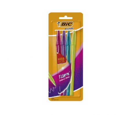 BOLIGRAFO BIC SHIMMERS VER-AM-ROJ-LIL BLIST4 UNDS 