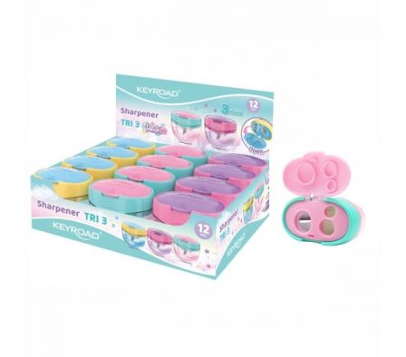 SACAPUNTAS KEYROAD 3HUECOS PASTEL COLECTION 