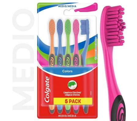 CEPILLO DENTAL COLGATE COLORS PACK FAMILIA X 5 UN