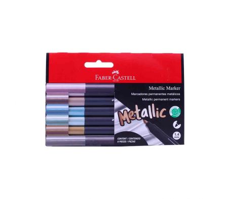 MARCADOR FABER PERMANENTE METALICO BLISTER 6 UNDS 