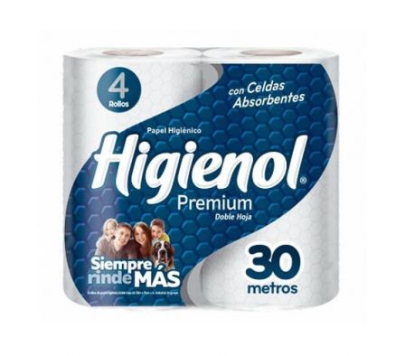 PAPEL HIGIENICO HIGIENOL PREMIUM X 4 ROLLOS