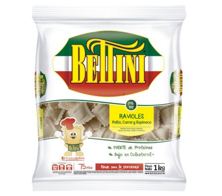 BETTINI PASTA EN BOLSA RAVIOLES POLLO CARNE ESP.*8