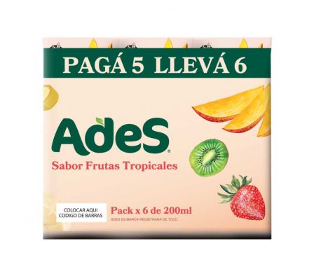 JUGO ADES TROPICAL 200 ML PACK X6 