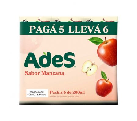 JUGO ADES MANZANA 200 ML PACK X 6
