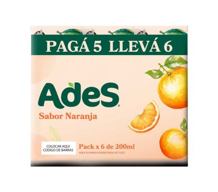 JUGO ADES NARANJA 200 ML PACK X 6
