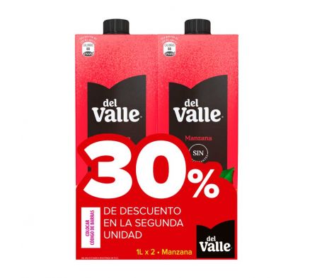 PACK X2 JUGO  DEL VALLE MANZANA 1L