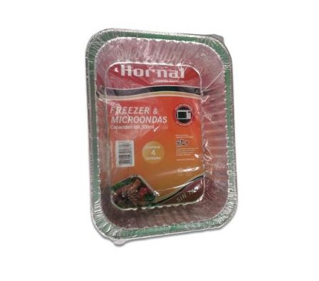 BANDEJA ALUMINIO HORNAL S/TAPA 500 ML X4
