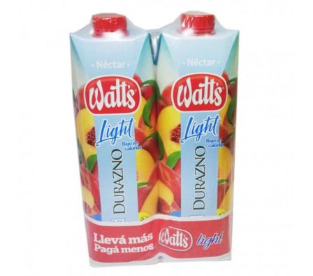 PACK x 2 WATTS LIGHT DURAZNO 1000 ML 