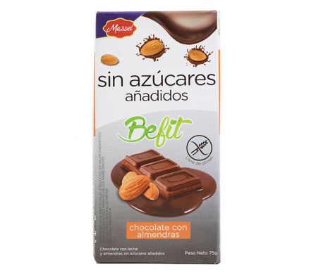 CHOCOLATE CON ALMENDRAS  S/AZUCAR 75GR BE FIT