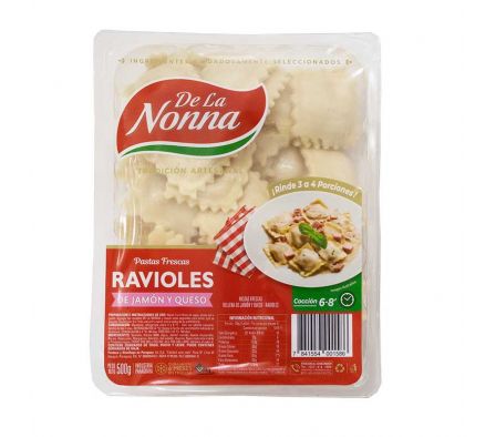RAVIOLES DE LA NONNA DE JAMON Y QUESO 500 GR