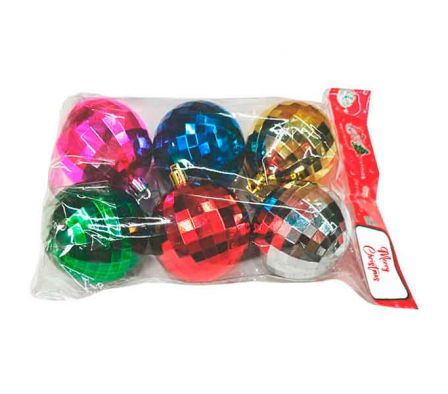 GLOBO NAV ESPEJADO MULTICO E/BOLSA 7CM 6PCS REF 91