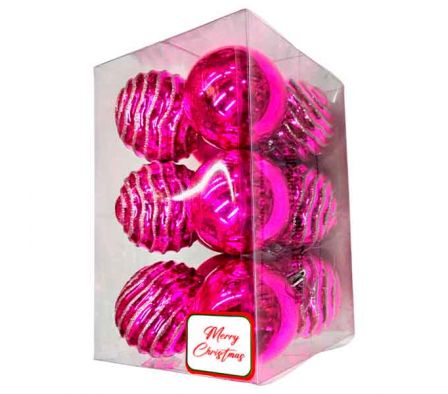 GLOBO NAV C/DISEÑO PURPUR FUCSIA E/CAJA 7CM 12PCS 