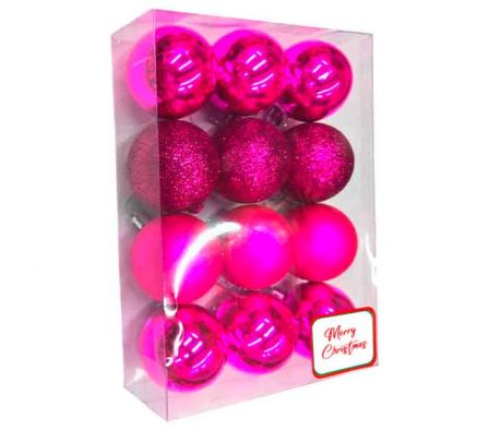 GLOBO NAV C/PURPURINA FUCSIA E/CAJA 5CM 12PCS REF 