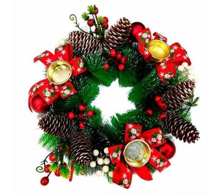 CORONA NAVIDEÑA C/PORTA VELA 29CM REF 9179-93