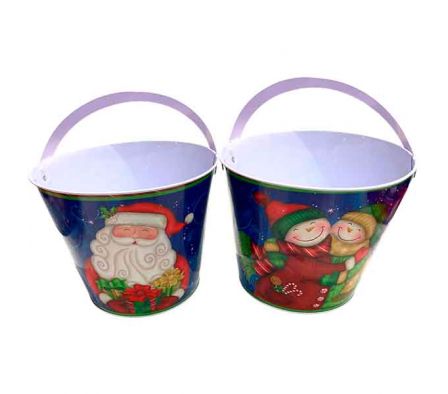 CUBETA NAVIDEÑA C/MANIJA 18,5X22,8X16,5CM METAL RE