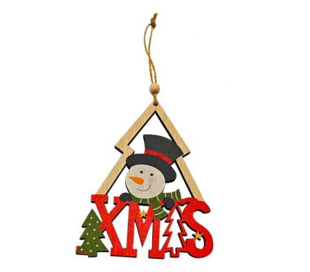 COLGANTE  MUÑECO D/NIEVE 14CM MADERA REF 6187-10