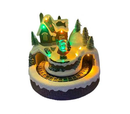 ADORNO NAV CASA PAPA NOEL MUSICAL A/PILA 20X20X16C