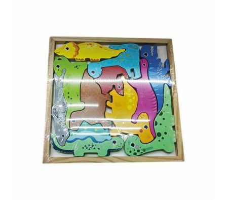 ROMPE CABEZAS DIDACTICO DINOSAURIO 22X22CM MADERA 